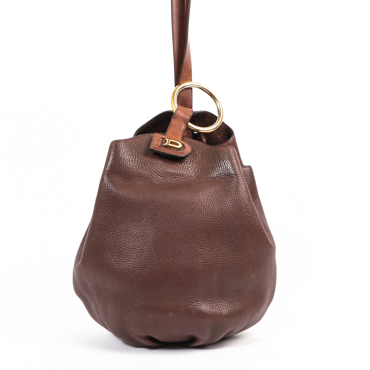 Delvaux Brown Rose Des Vents Leather Bucket Bag