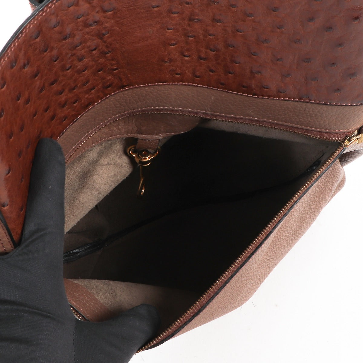 Delvaux Faust Brown Ostrich Vintage Shoulder Bag