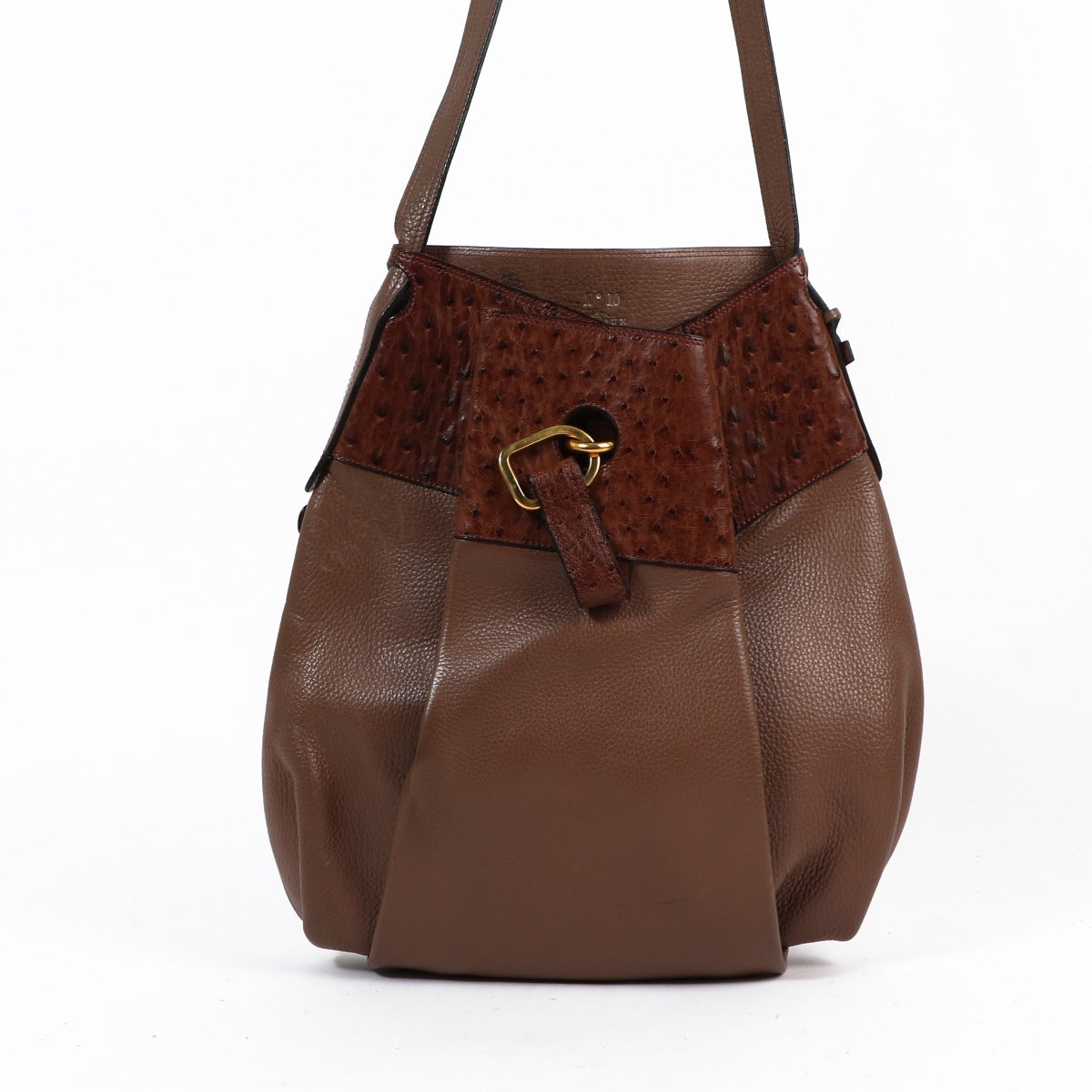 Delvaux Faust Brown Ostrich Vintage Shoulder Bag