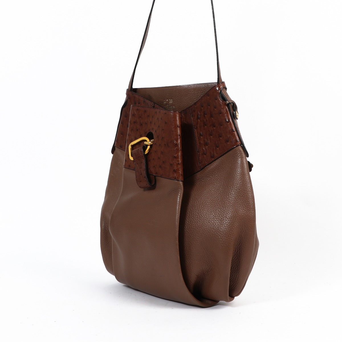 Delvaux Faust Brown Ostrich Vintage Shoulder Bag