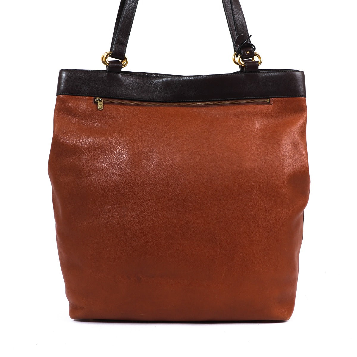 Delvaux Brown Leather Turnlock Large Tote Bag