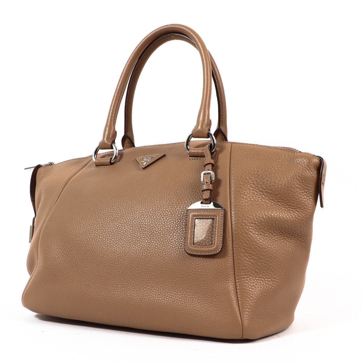 Buy an authentic second-hand Prada Beige Leather Top Handle Bag in very good condition at Labellov Antwerp