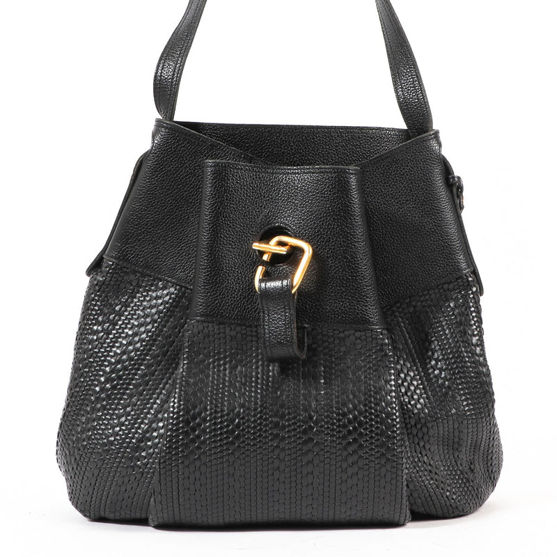 Delvaux Black Toile De Cuir Faust Shoulder Bag
