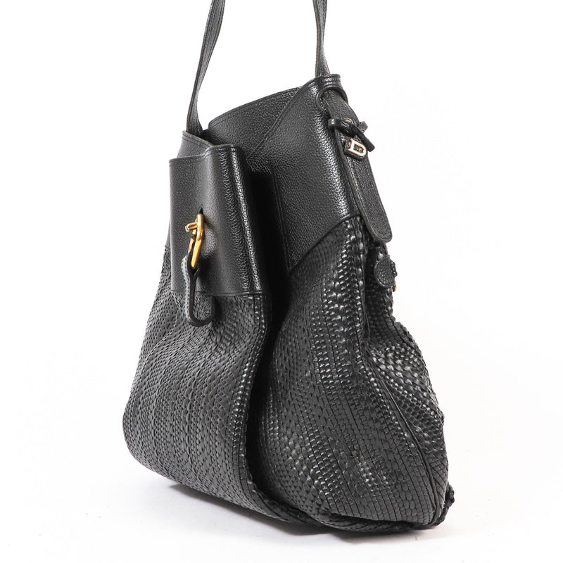 Delvaux Black Toile De Cuir Faust Shoulder Bag