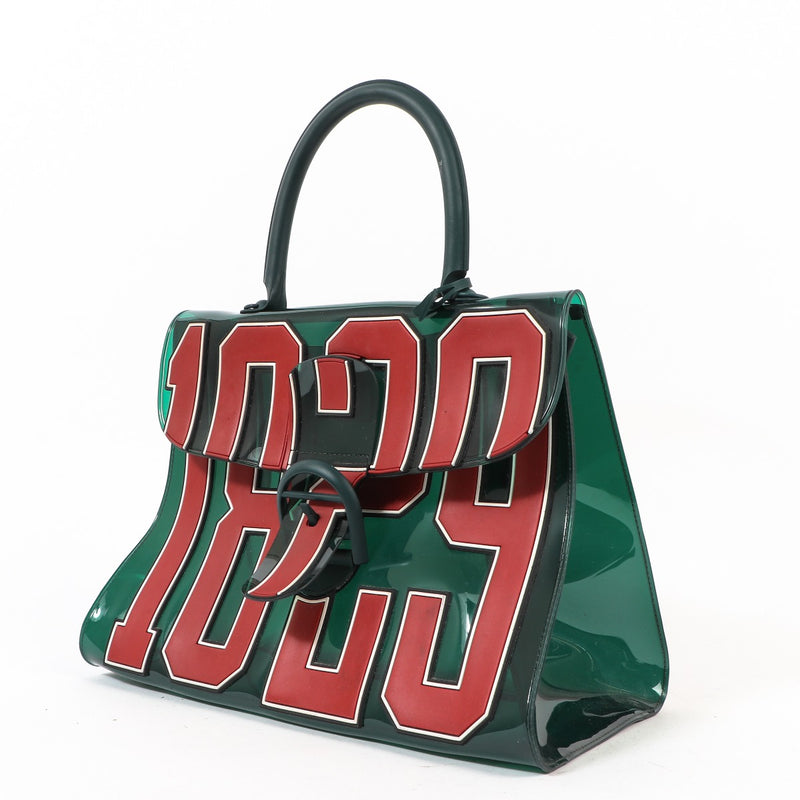Delvaux Green Vinyl Brillant Hero Top Handle Bag