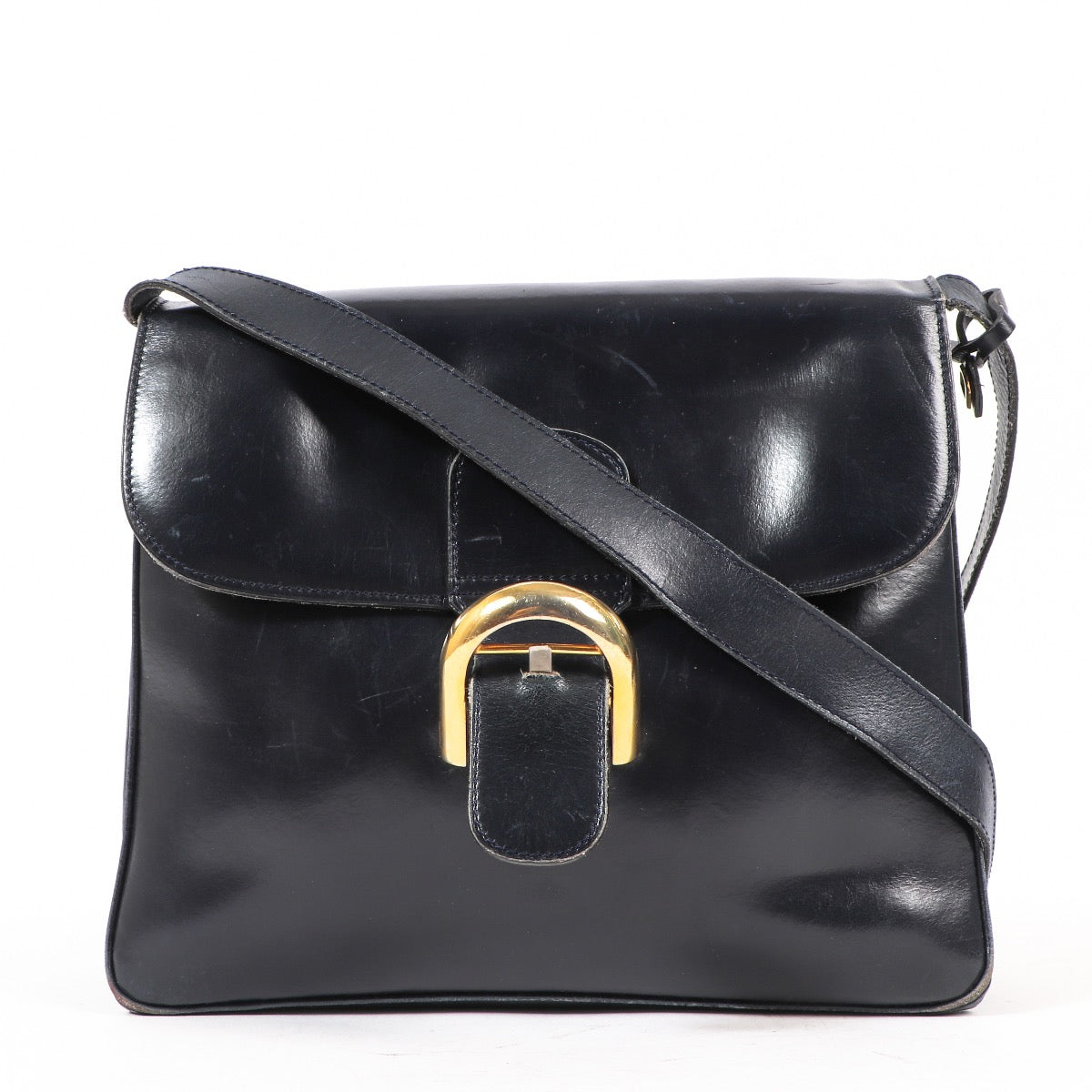Buy an authentic second hand Delvaux Navy Blue Boxcalf Brillant Crossbody in good condition at Labellov