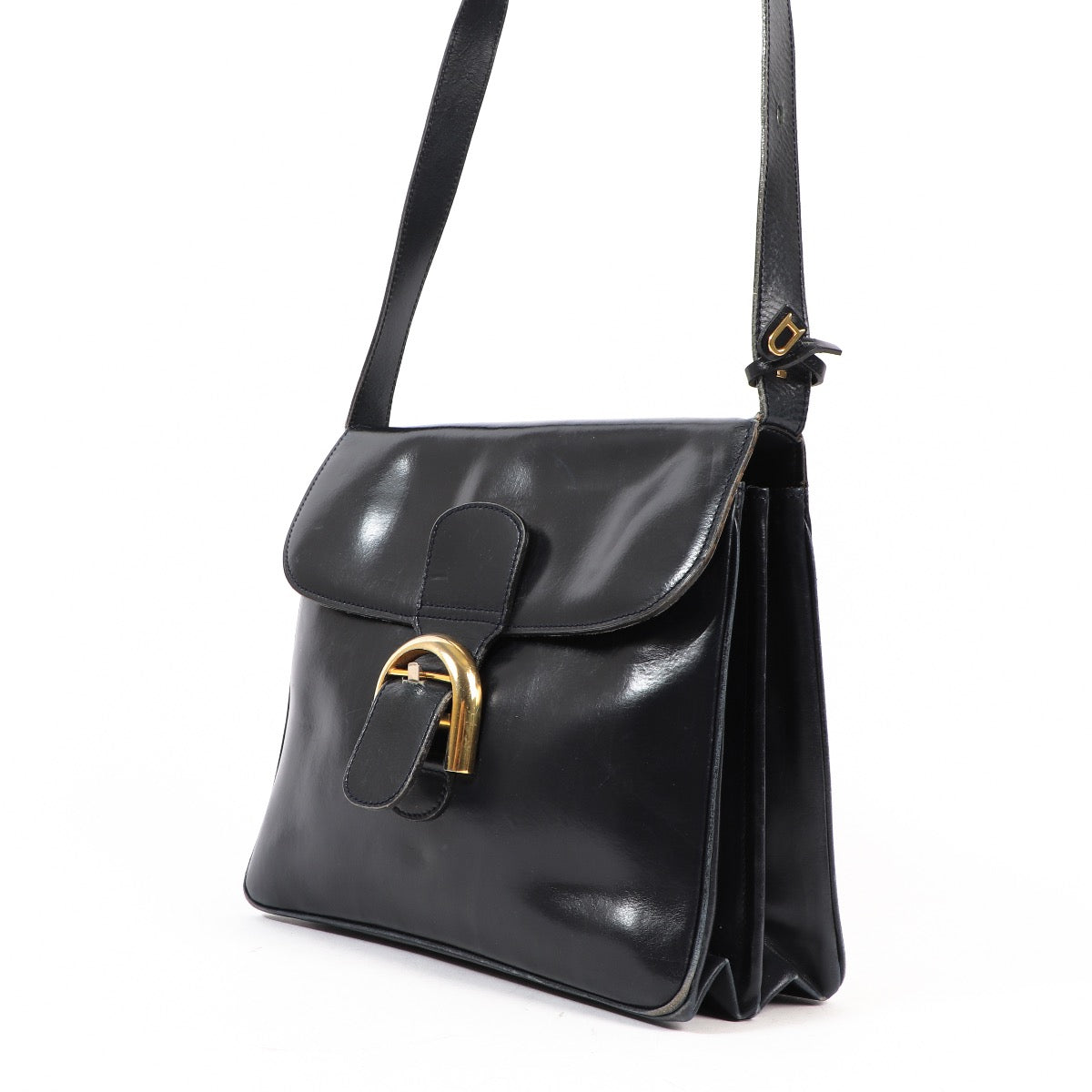 Buy an authentic second hand Delvaux Navy Blue Boxcalf Brillant Crossbody in good condition at Labellov