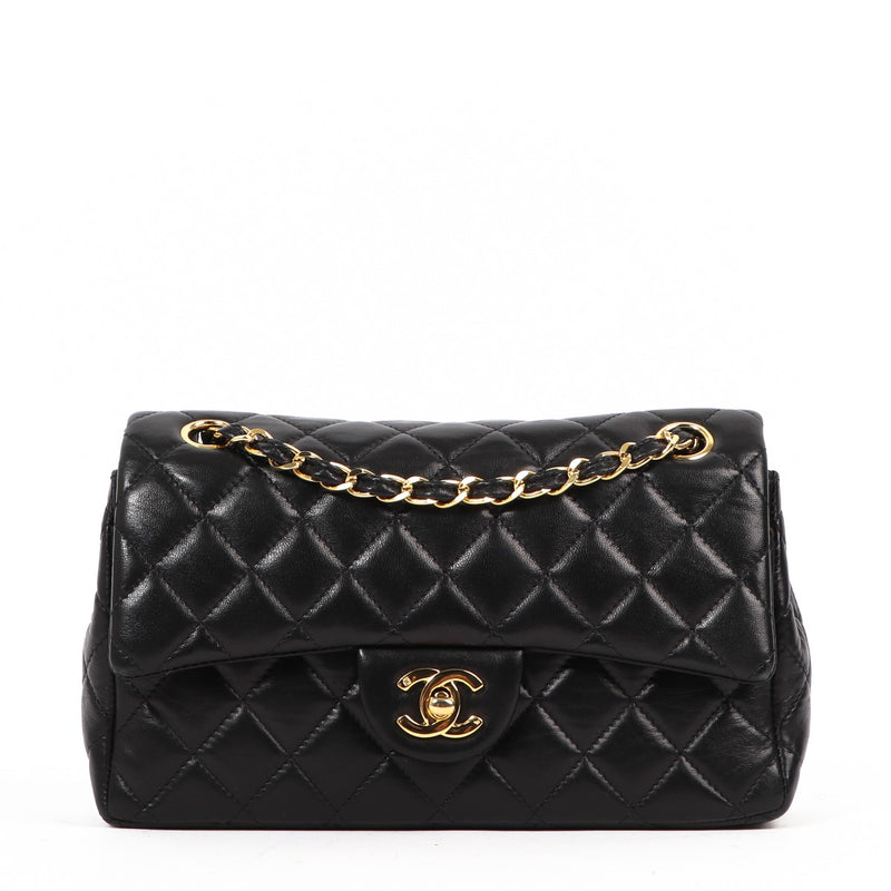 Chanel Vintage Black Lambskin Small Classic Flap Bag