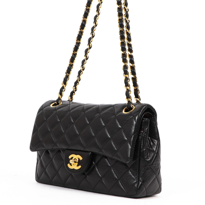 Chanel Vintage Black Lambskin Small Classic Flap Bag