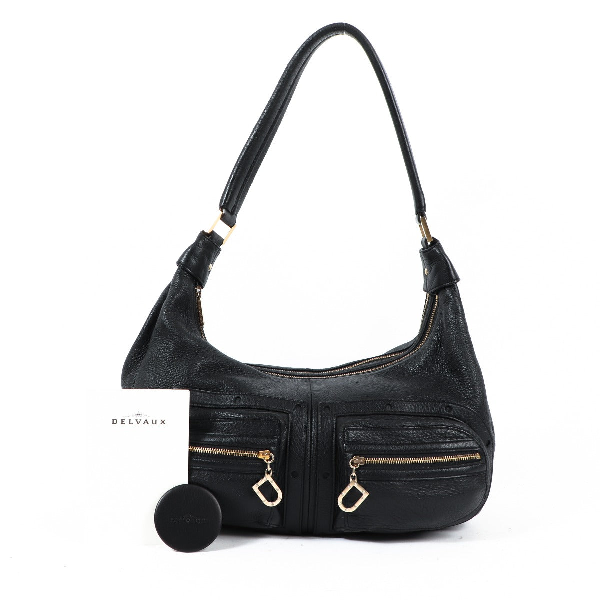 Delvaux Le Pauline GM Black Cerf Shoulder Bag