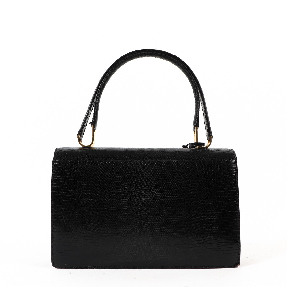Delvaux 1974 Black Lizard Vintage Top Handle Bag