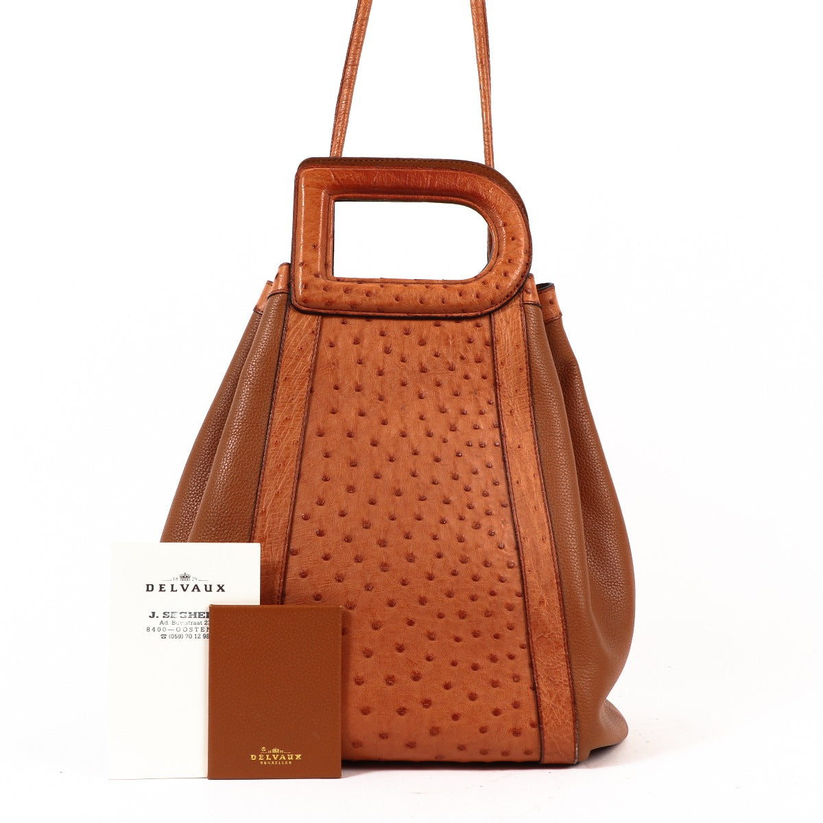 Delvaux Punch Brandy Ostrich Shoulder Bag