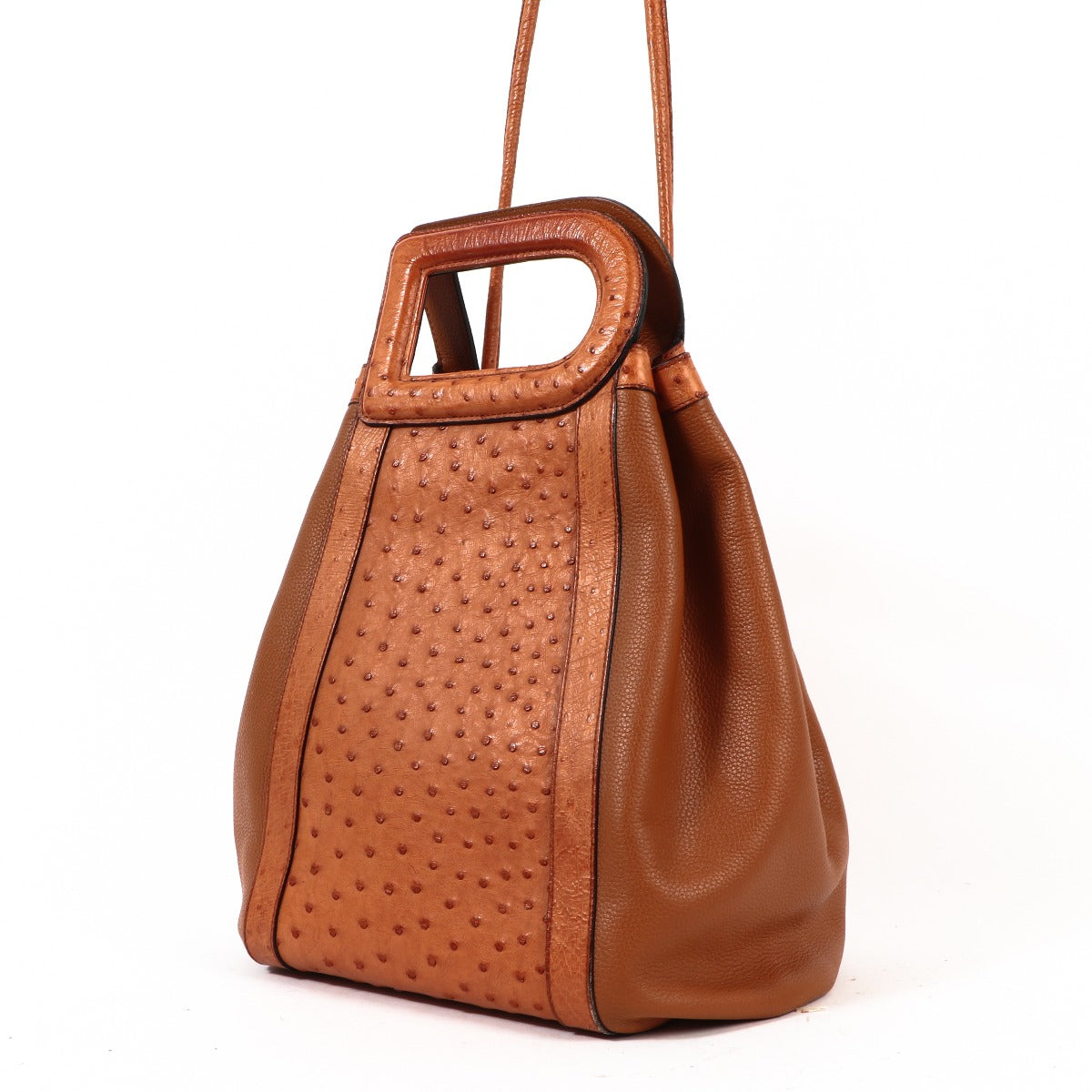 Delvaux Punch Brandy Ostrich Shoulder Bag