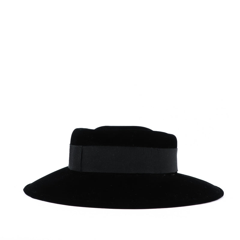 Chanel Vintage Zwarte Fluwele Hoed