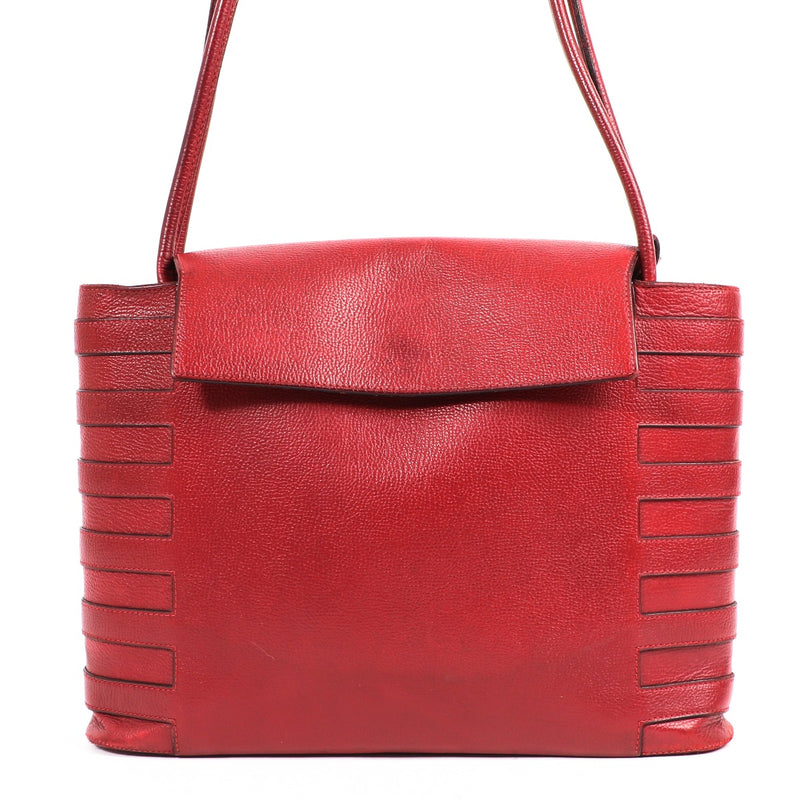 Delvaux Red Leather Shoulder Bag