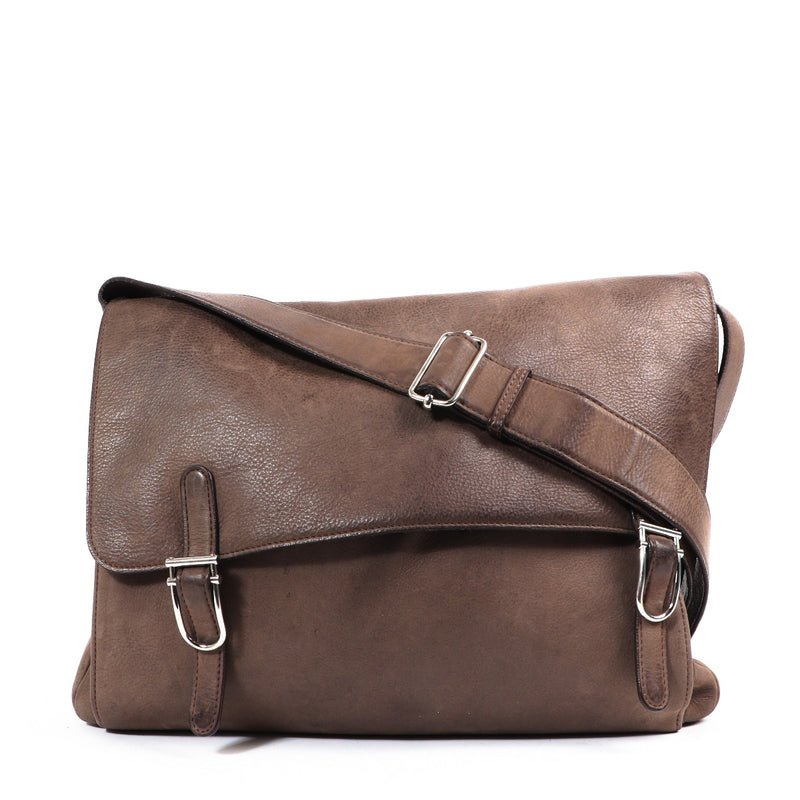 Delvaux Taupe Leather Messenger Bag