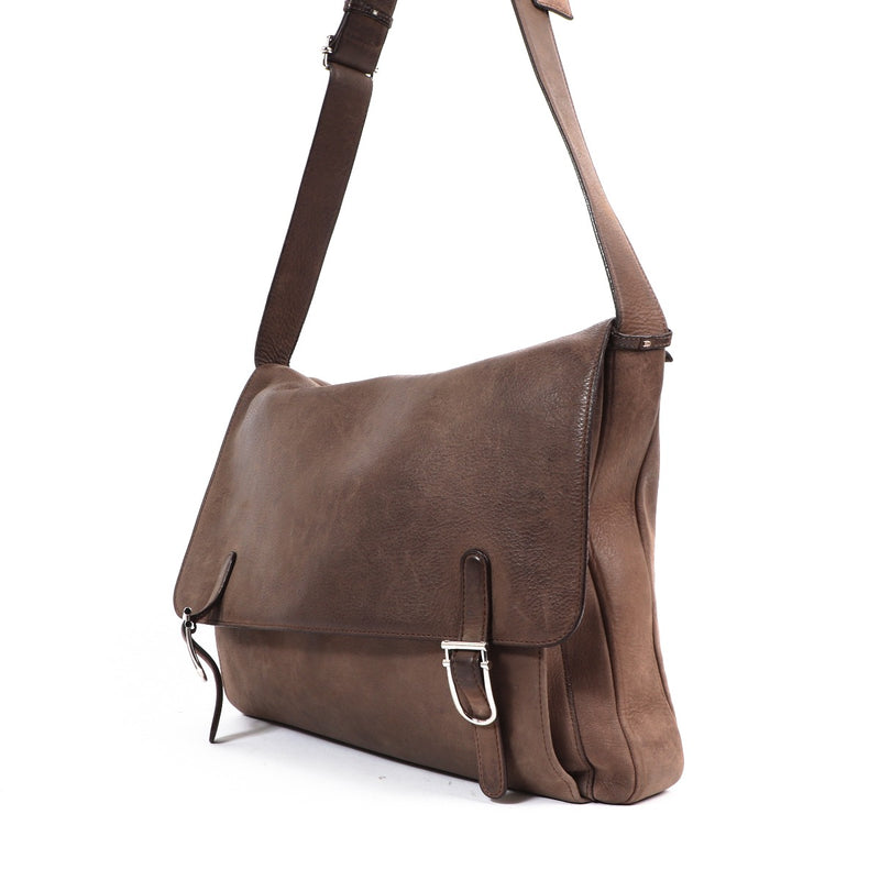 Delvaux Taupe Leather Messenger Bag