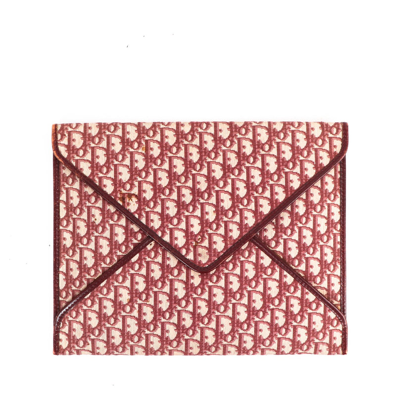 Christian Dior Oblique Burgundy Canvas Clutch