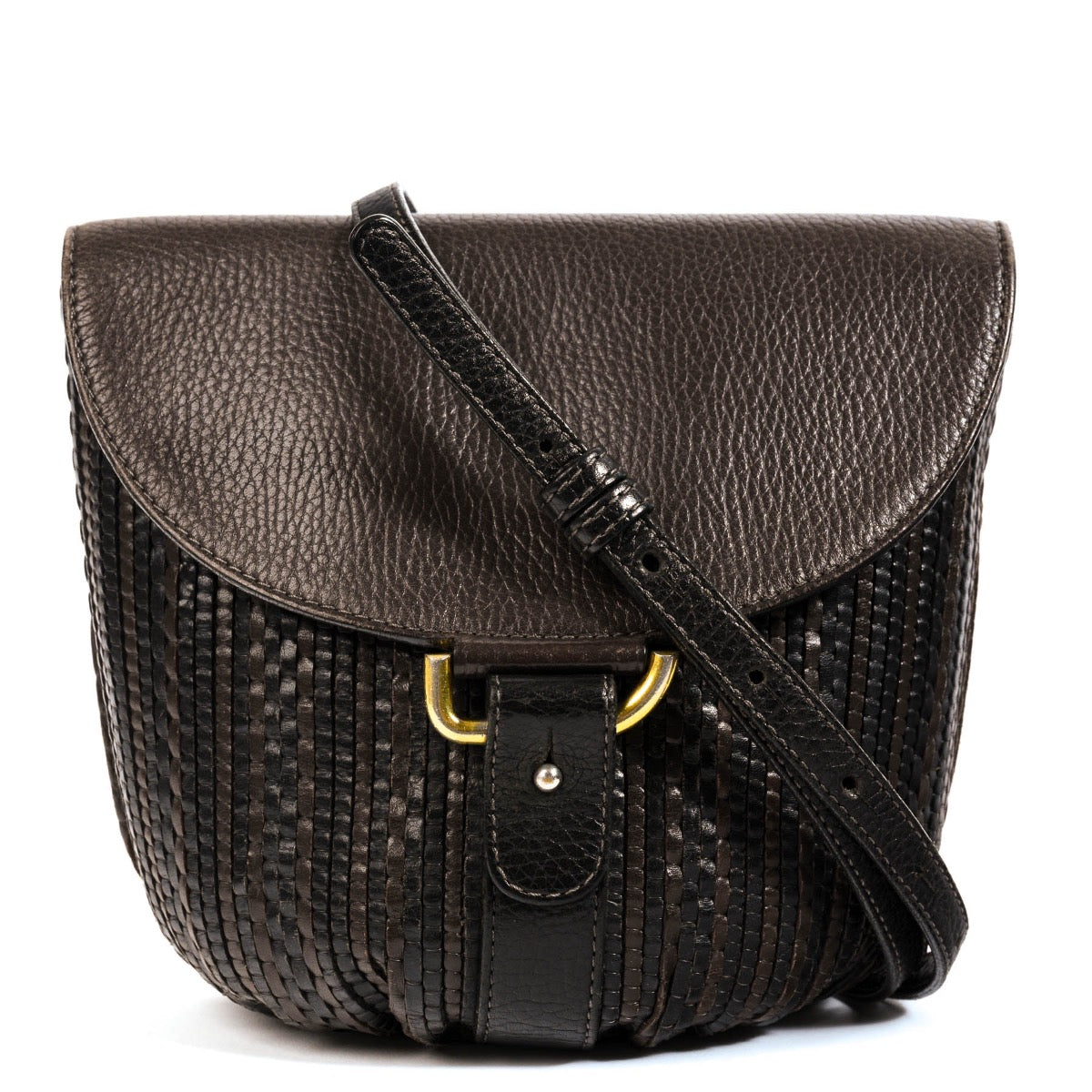 shop safe online at Labellov in Antwerp, brussels and Knokke this 100% authentic second hand Delvaux Listrac PM Café Toile de Cuir Crossbody Bag