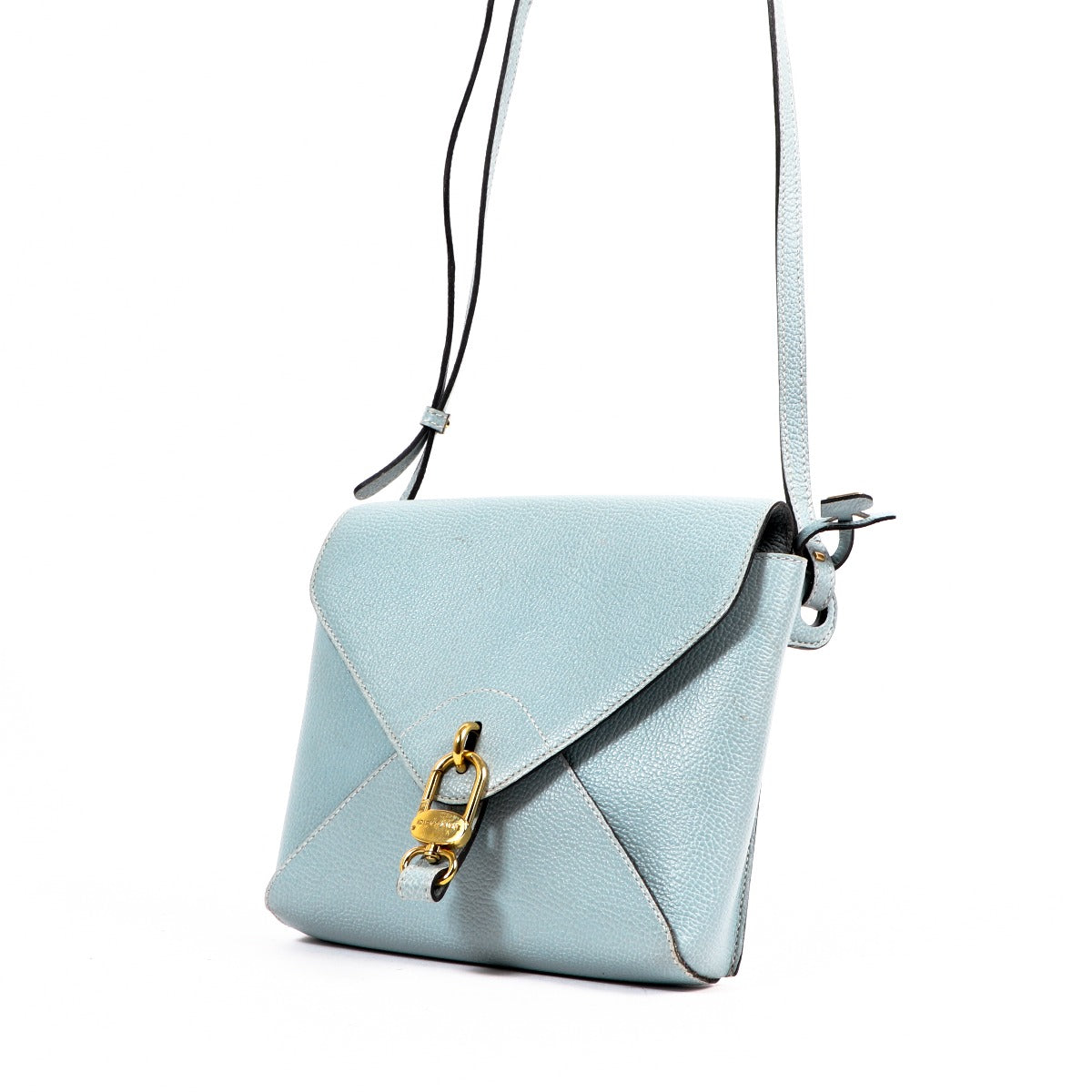 Sac bandoulière en cuir bleu clair Delvaux Grelon PM