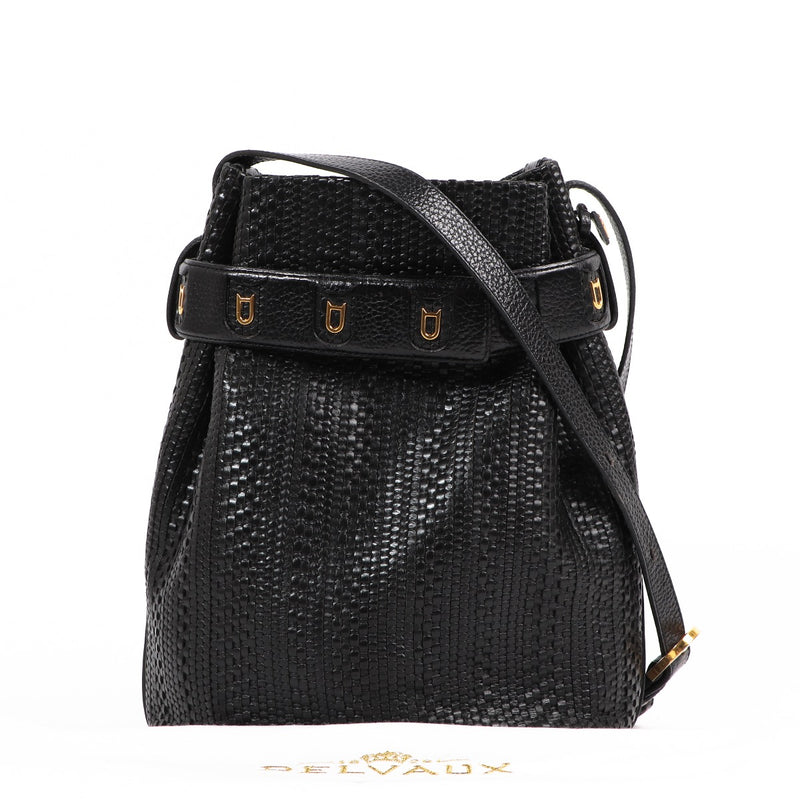 Shop safe online at Labellov in Antwerp this 100% authentic second hand Delvaux Black Toile De Cuir Calicot Crossbody Bag