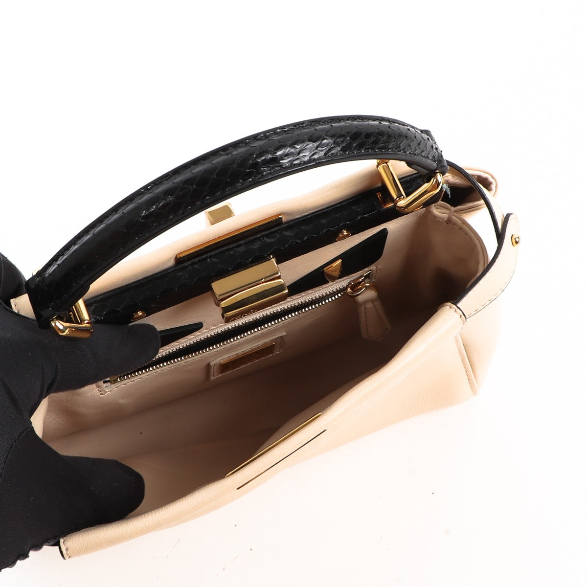 Fendi Mini Peekaboo Blanc Anse Python