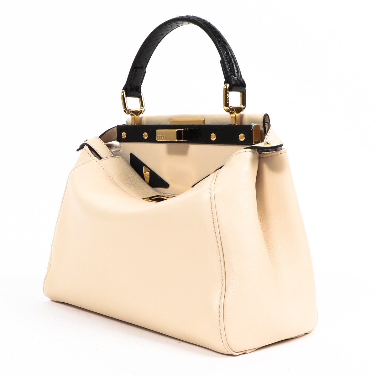 Fendi Mini Peekaboo Blanc Anse Python