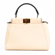 Fendi White Mini Peekaboo Iconic Python Handle
