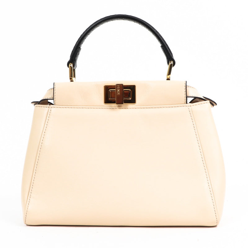 Fendi White Mini Peekaboo Iconic Python Handle