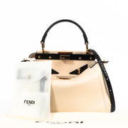Fendi White Mini Peekaboo Iconic Python Handle