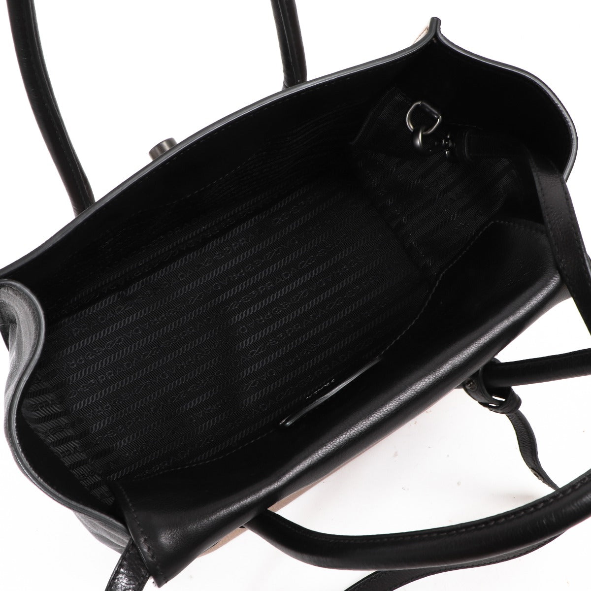 Sac fourre-tout Prada Twin bicolore en veau glacé