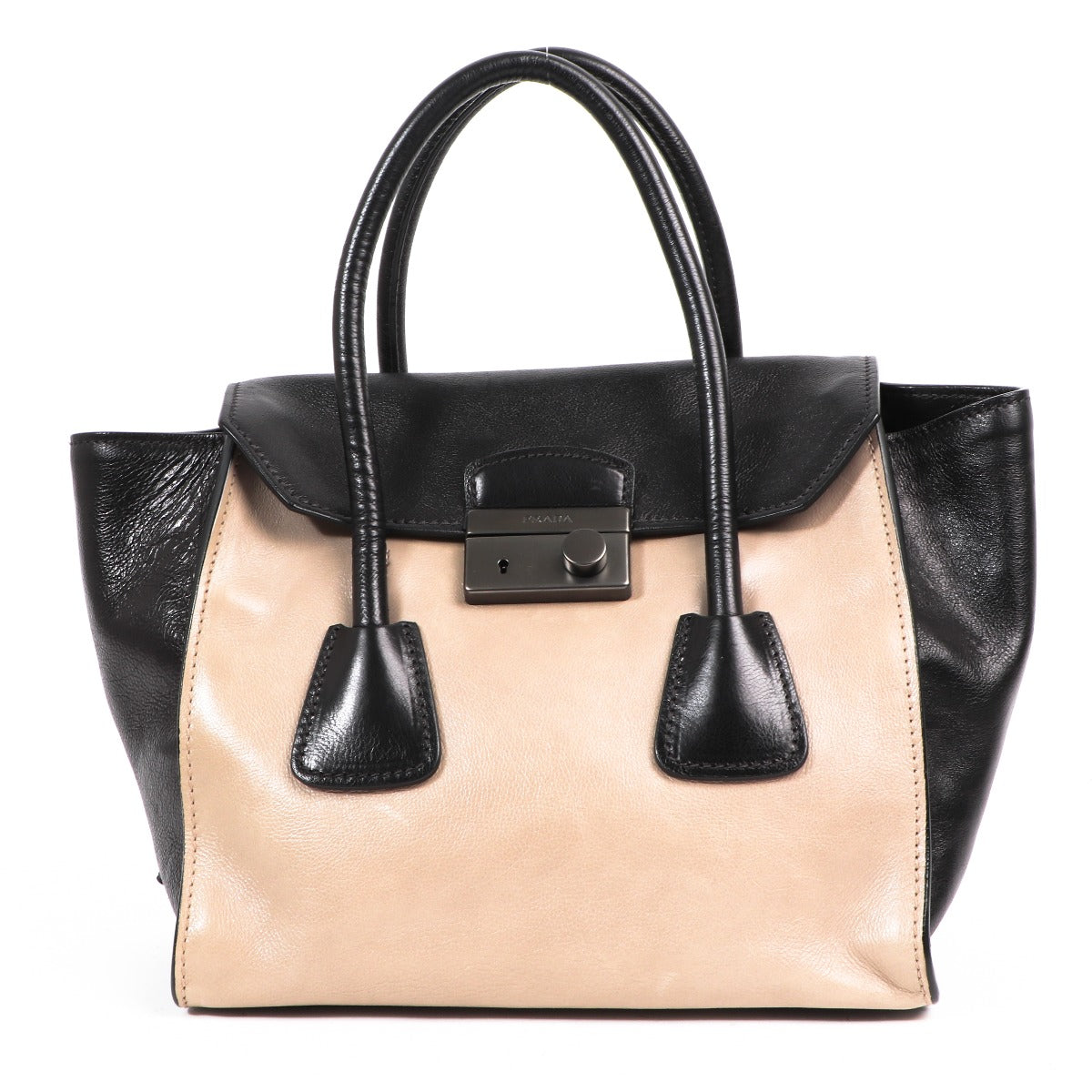 Sac fourre-tout Prada Twin bicolore en veau glacé