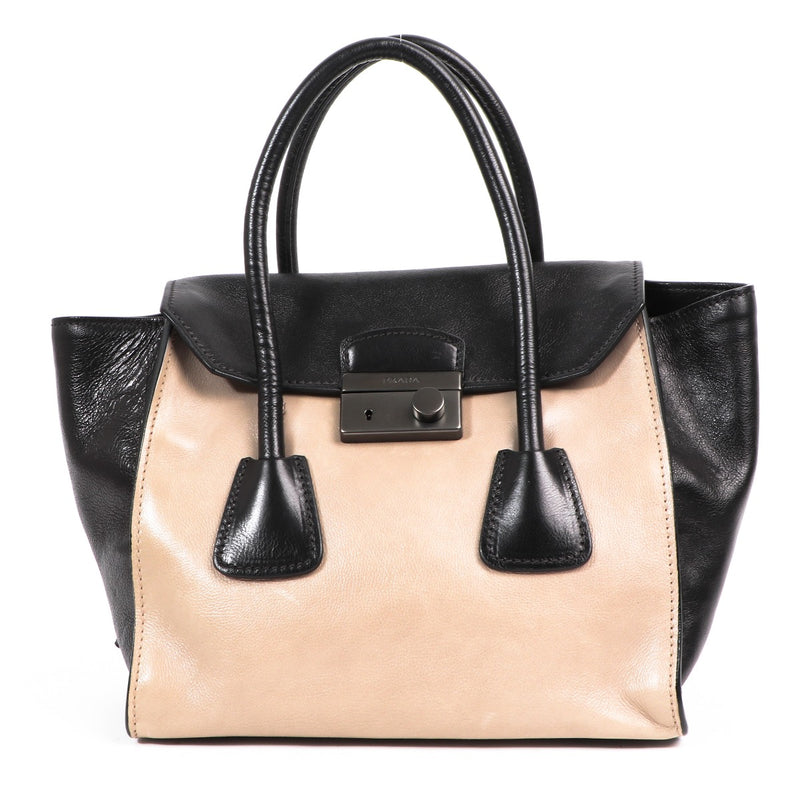 Prada Tweekleurige Glace Kalfsleren Twin Handtas