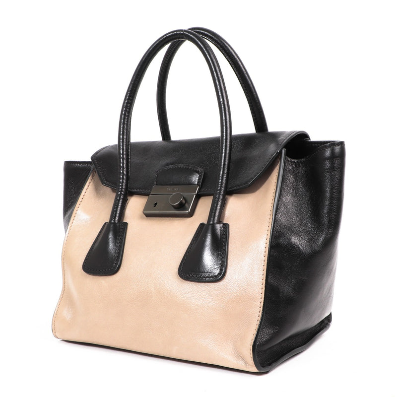 Prada Tweekleurige Glace Kalfsleren Twin Handtas