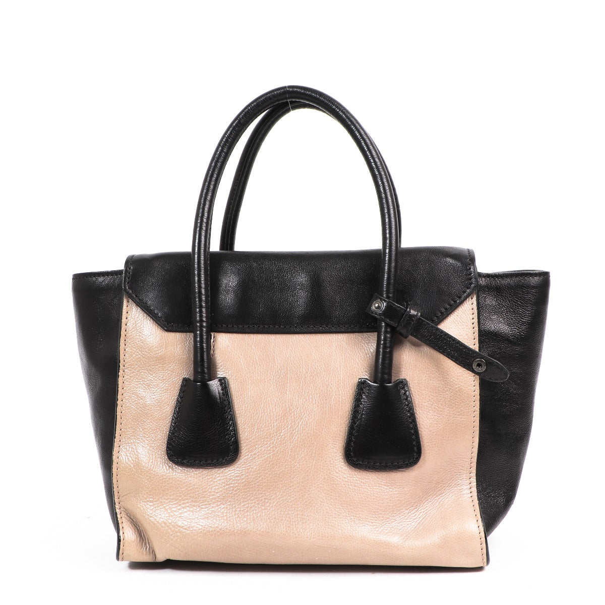 Sac fourre-tout Prada Twin bicolore en veau glacé
