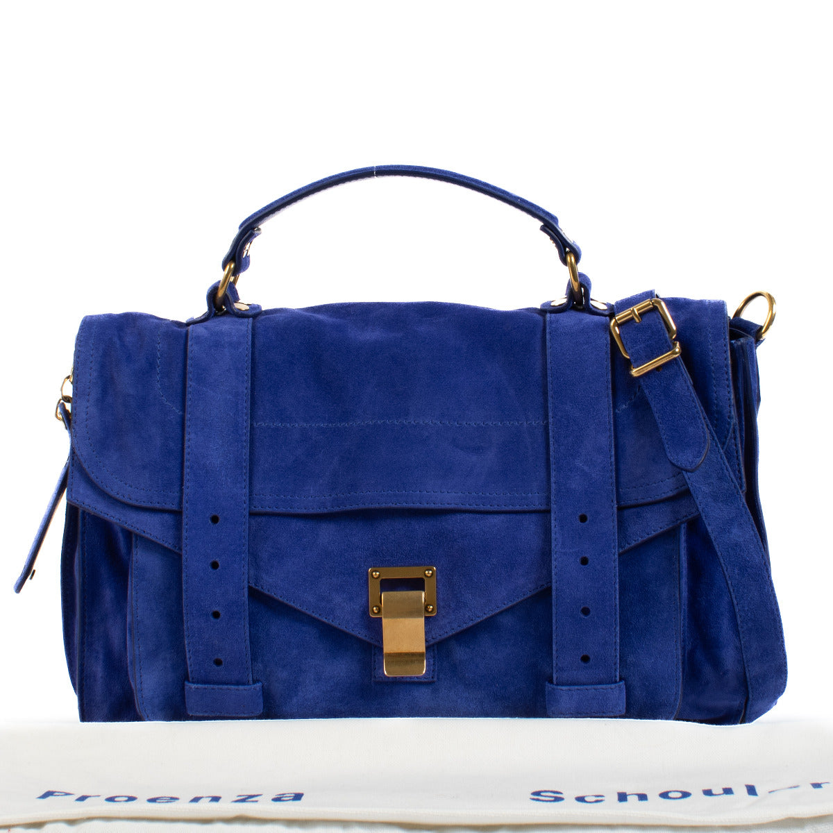 Proenza Schouler Blauwe Suède PS1 Satcheltas