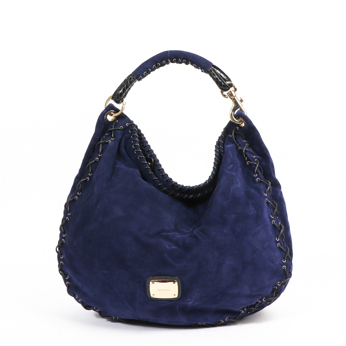 Jimmy Choo Blue Suede Laced Shoulder Bag