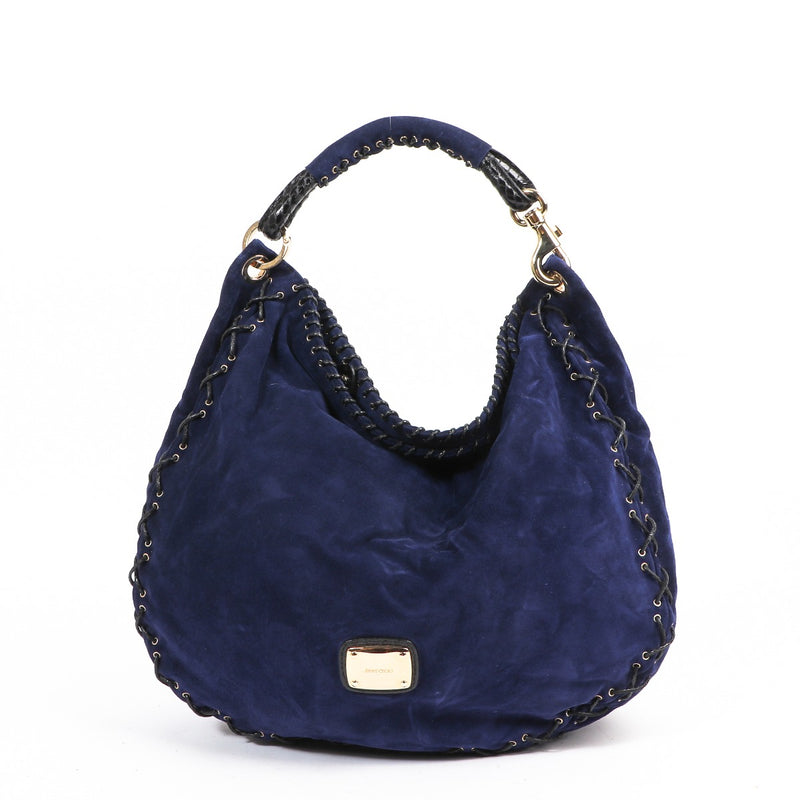 Jimmy Choo Blue Suede Laced Shoulder Bag