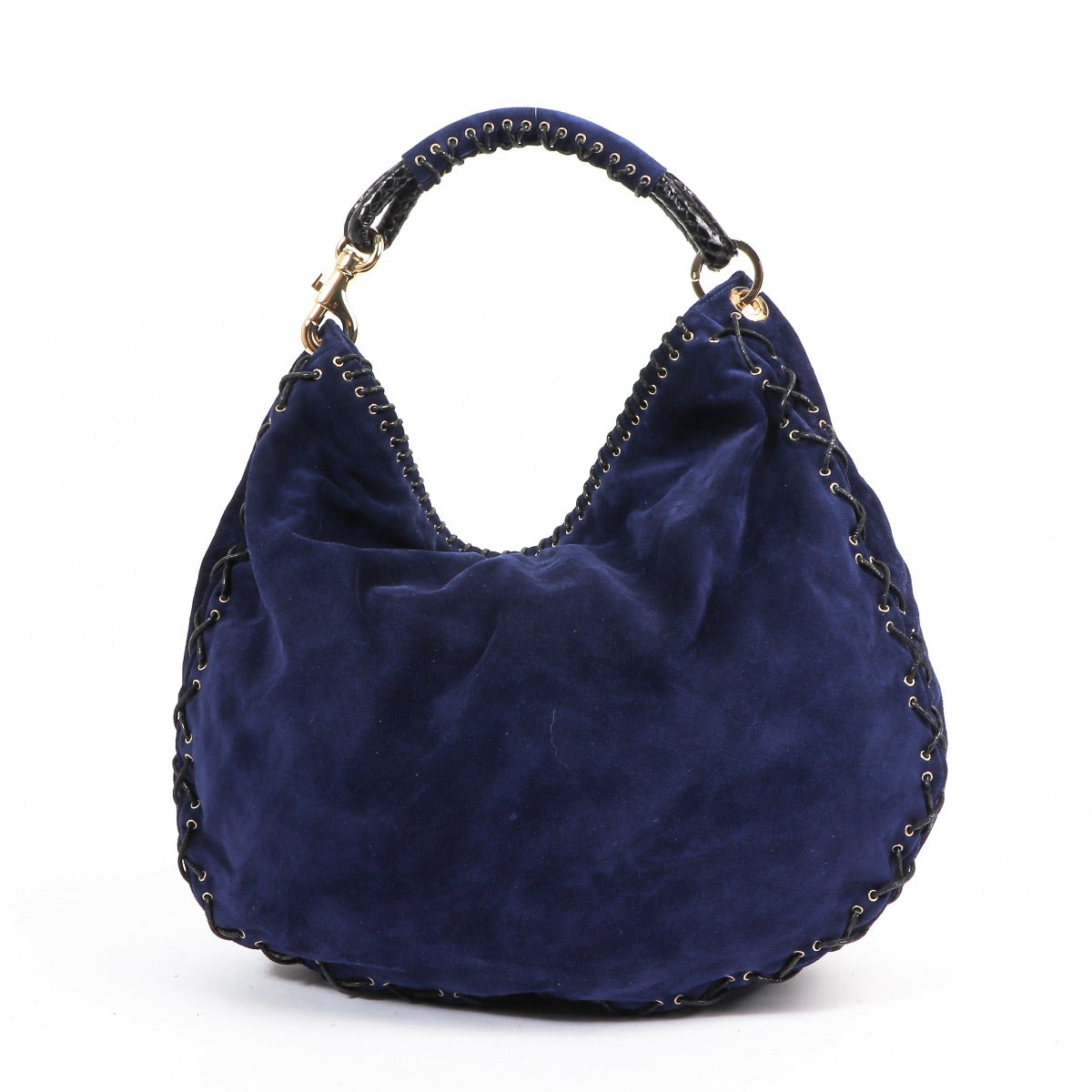 Sac porté épaule Jimmy Choo en daim bleu à lacets