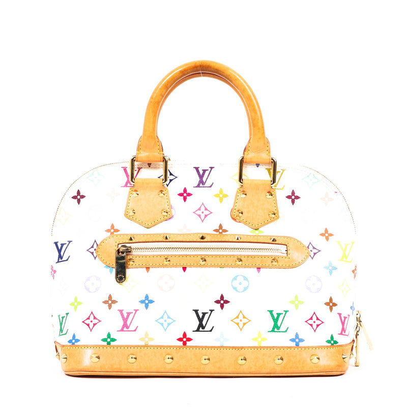 Buy an authentic second-hand Louis Vuitton Alma White Monogram Multicolor Takashi Murakami Top Handle Bag