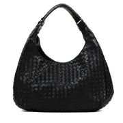 Bottega Veneta Black Intrecciato Campano Medium Hobo Bag