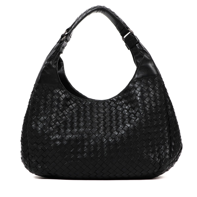 Bottega Veneta Black Intrecciato Campano Medium Hobo Bag