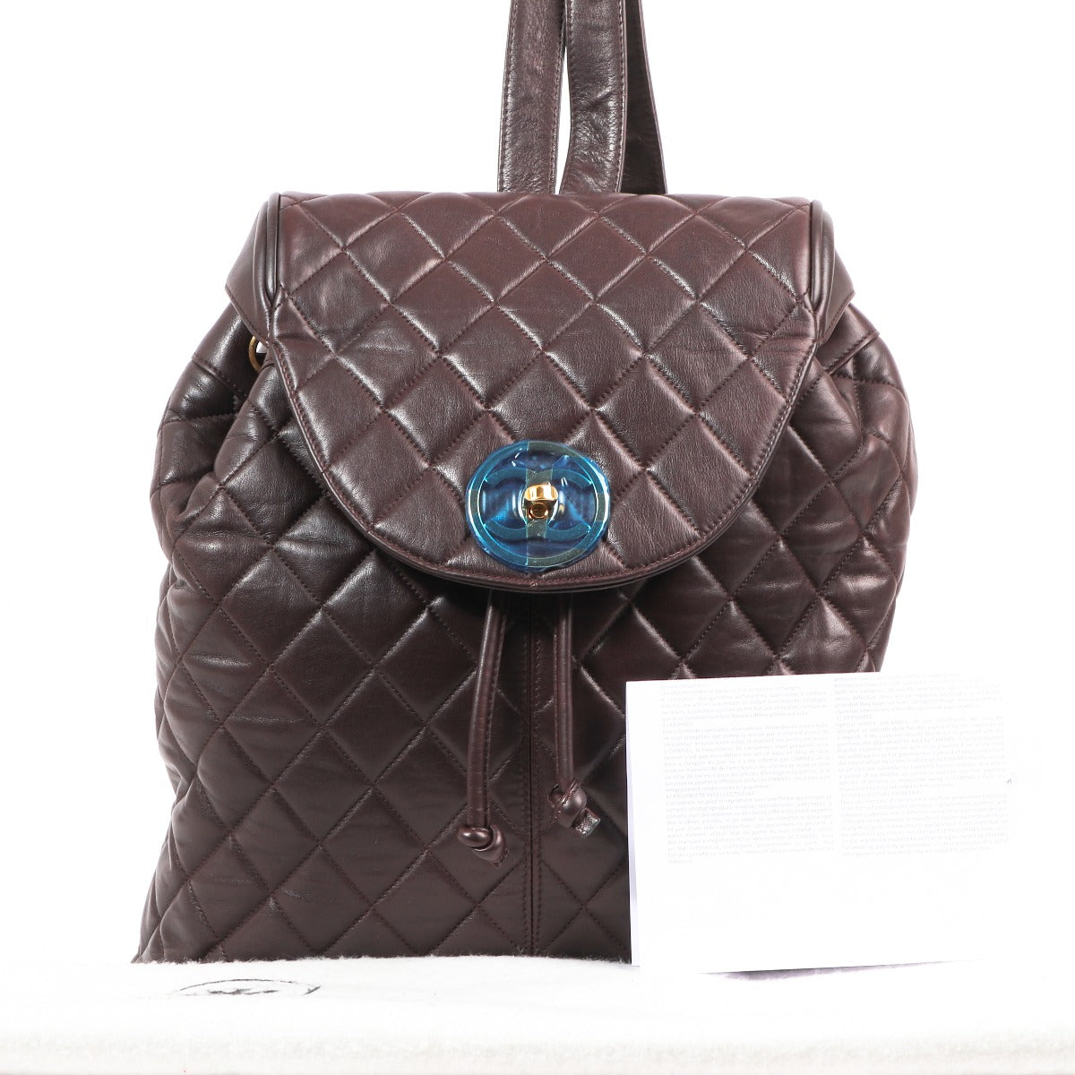 Chanel Vintage Bruin Doorgestikt Lamsleer CC Rugzak