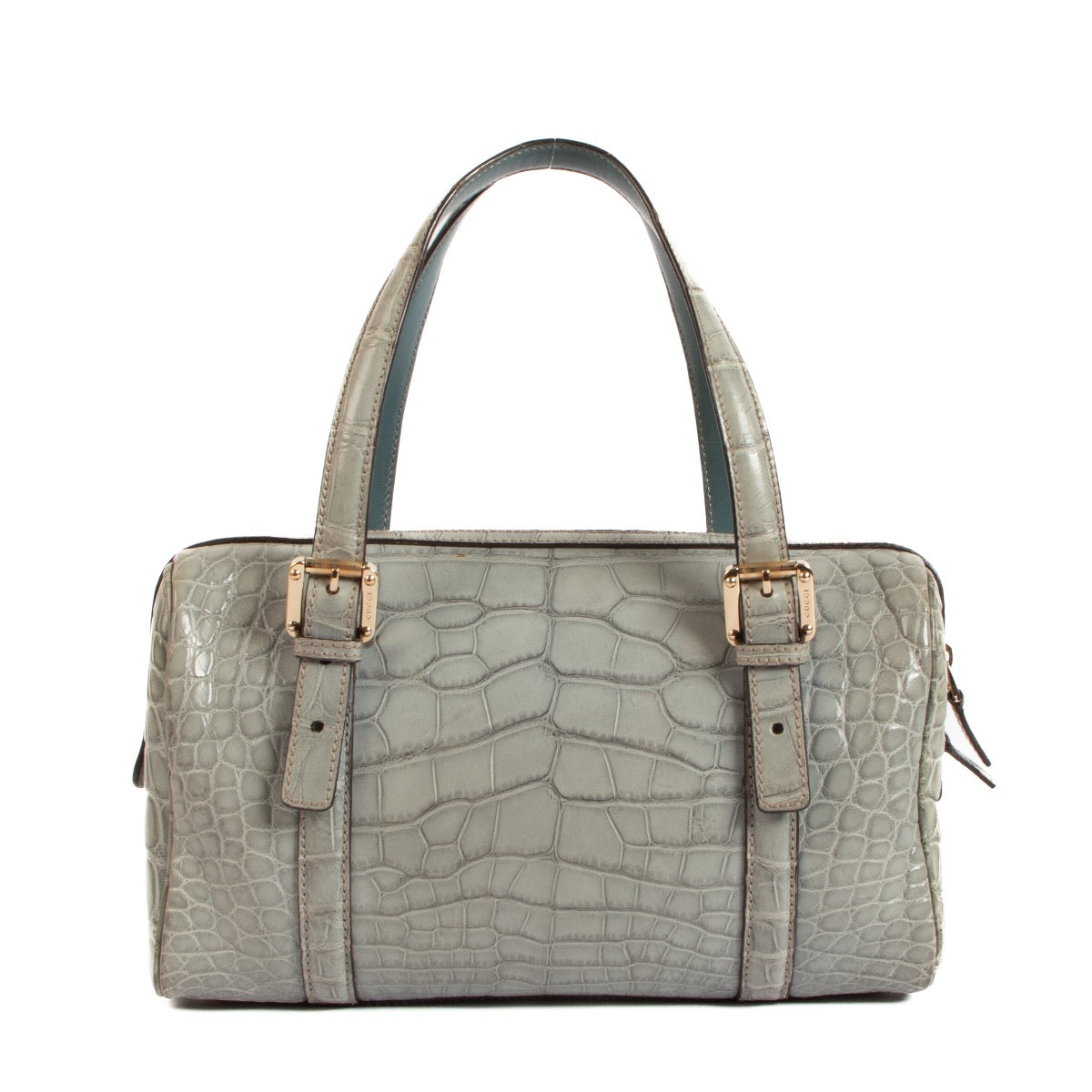 authentic second hand Gucci Grey Alligator Britt Boston Bag on Labellov.com