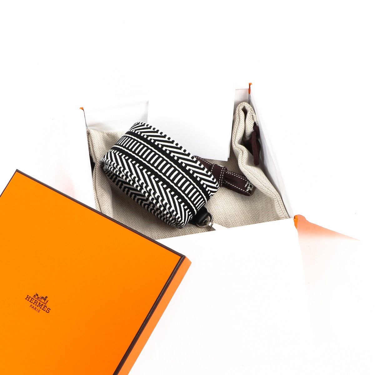 Hermès Black White Sangle Cavale & Swift Bag Strap