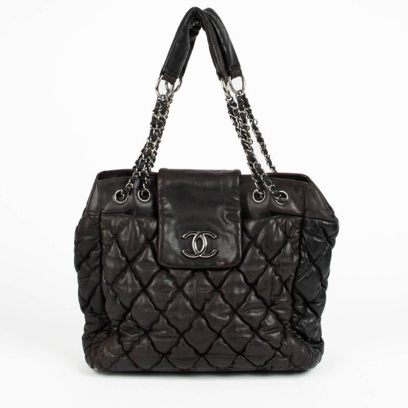 Authentic pre-loved Chanel Black Leather Quilted Bubble Shoulder Bag on Labellov.com