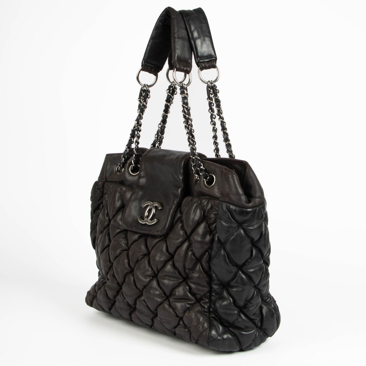 CHANELバッグ Chanel Black Leather Quilted Bubble Shoulder Bag – Labellov