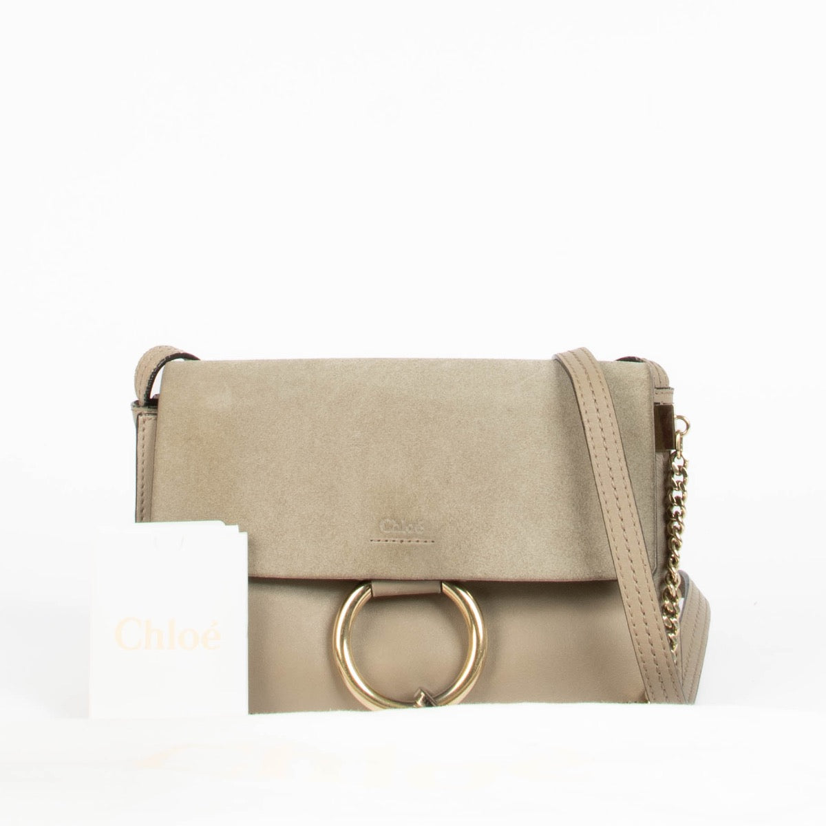 Authentic pre-loved Chloé Beige Suede Small Faye Crossbody Bag on Labellov.com