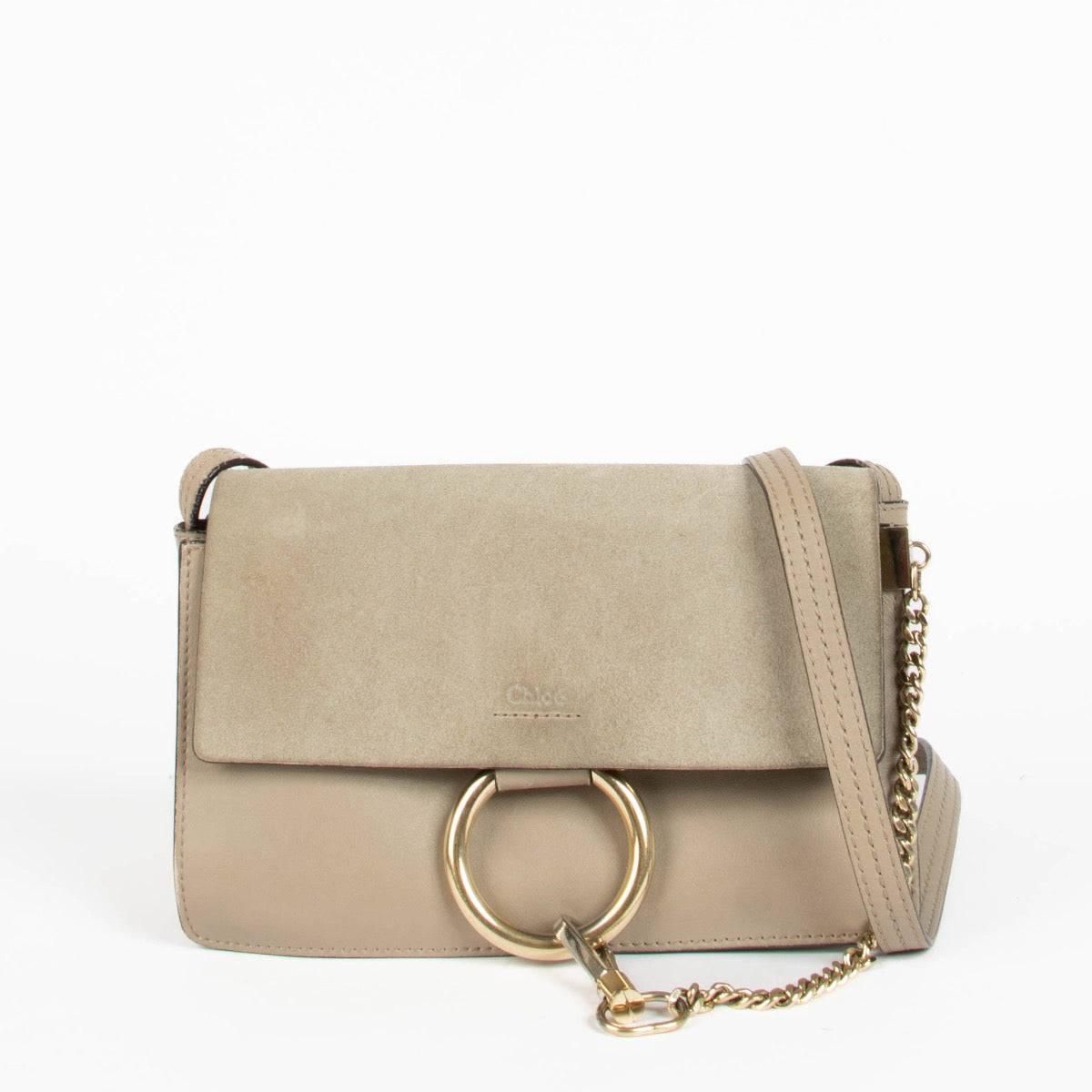 Authentic pre-loved Chloé Beige Suede Small Faye Crossbody Bag on Labellov.com