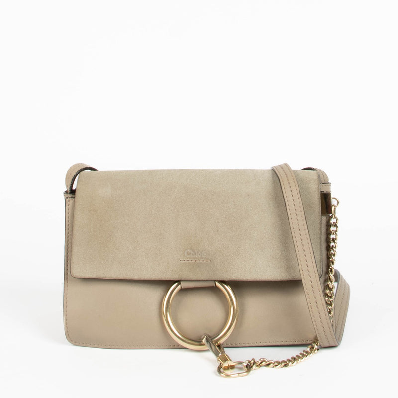 Authentic pre-loved Chloé Beige Suede Small Faye Crossbody Bag on Labellov.com